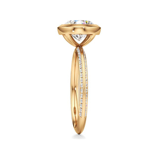 Knife Edge Channel Set Bezel Oval Engagement Ring