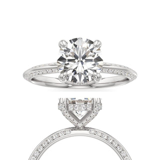 Knife Edge Channel Set Diamond Basket Round Engagement Ring