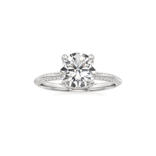 Knife Edge Channel Set Diamond Basket Round Engagement Ring