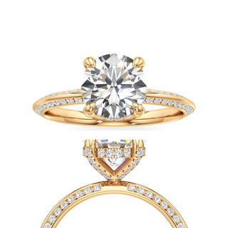 Knife Edge Channel Set Diamond Basket Round Engagement Ring