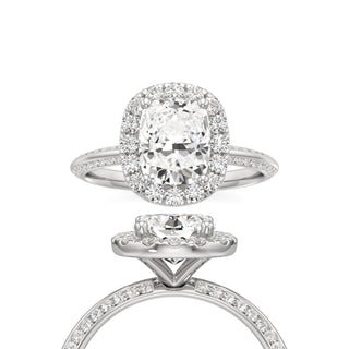 Knife Edge Channel Set Halo Marquise Engagement Ring
