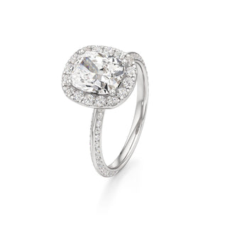Knife Edge Channel Set Halo Marquise Engagement Ring