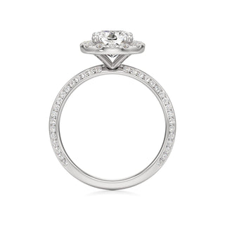 Knife Edge Channel Set Halo Marquise Engagement Ring