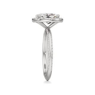 Knife Edge Channel Set Halo Marquise Engagement Ring