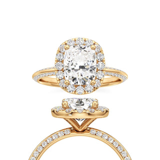 Knife Edge Channel Set Halo Marquise Engagement Ring