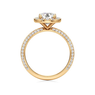 Knife Edge Channel Set Halo Marquise Engagement Ring