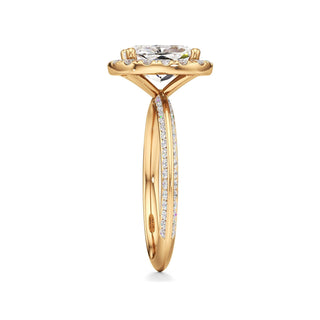 Knife Edge Channel Set Halo Marquise Engagement Ring