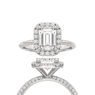 Knife Edge Channel Set Halo Marquise Engagement Ring