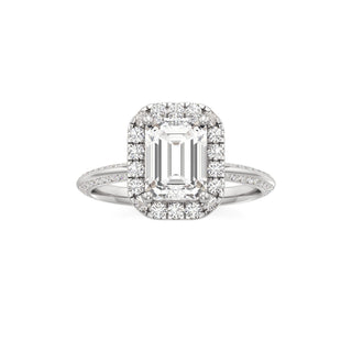 Knife Edge Channel Set Halo Marquise Engagement Ring