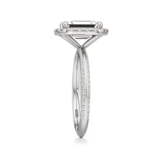 Knife Edge Channel Set Halo Marquise Engagement Ring