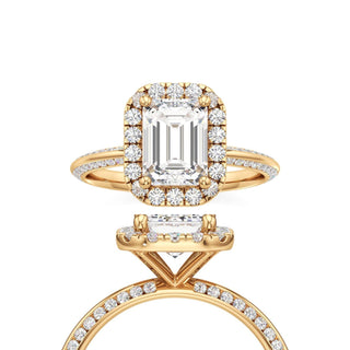 Knife Edge Channel Set Halo Marquise Engagement Ring