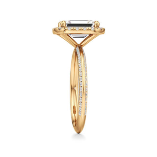 Knife Edge Channel Set Halo Marquise Engagement Ring