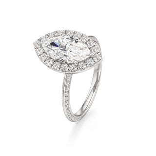 Knife Edge Channel Set Halo Marquise Engagement Ring
