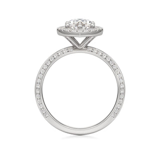 Knife Edge Channel Set Halo Marquise Engagement Ring