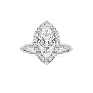 Knife Edge Channel Set Halo Marquise Engagement Ring