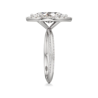 Knife Edge Channel Set Halo Marquise Engagement Ring