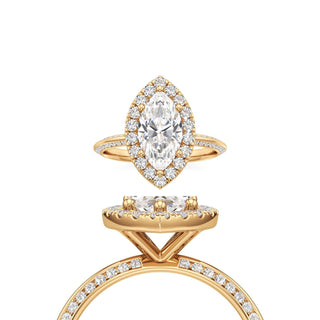 Knife Edge Channel Set Halo Marquise Engagement Ring