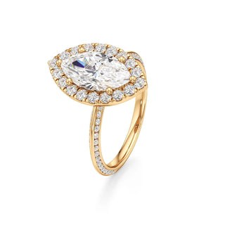 Knife Edge Channel Set Halo Marquise Engagement Ring
