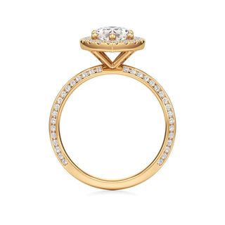 Knife Edge Channel Set Halo Marquise Engagement Ring