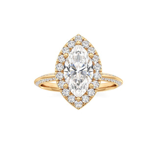 Knife Edge Channel Set Halo Marquise Engagement Ring