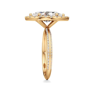 Knife Edge Channel Set Halo Marquise Engagement Ring