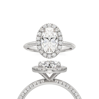 Knife Edge Channel Set Halo Marquise Engagement Ring