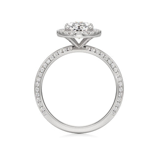 Knife Edge Channel Set Halo Marquise Engagement Ring