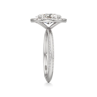 Knife Edge Channel Set Halo Marquise Engagement Ring
