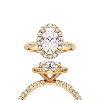 Knife Edge Channel Set Halo Marquise Engagement Ring