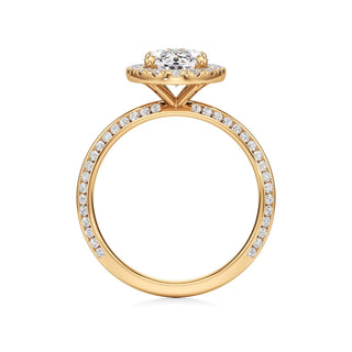 Knife Edge Channel Set Halo Marquise Engagement Ring