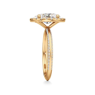 Knife Edge Channel Set Halo Marquise Engagement Ring