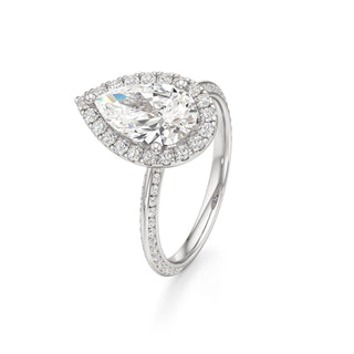 Knife Edge Channel Set Halo Marquise Engagement Ring
