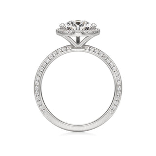 Knife Edge Channel Set Halo Marquise Engagement Ring
