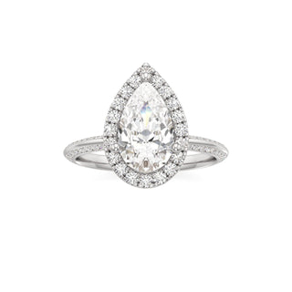 Knife Edge Channel Set Halo Marquise Engagement Ring