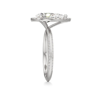 Knife Edge Channel Set Halo Marquise Engagement Ring