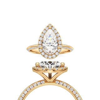Knife Edge Channel Set Halo Marquise Engagement Ring