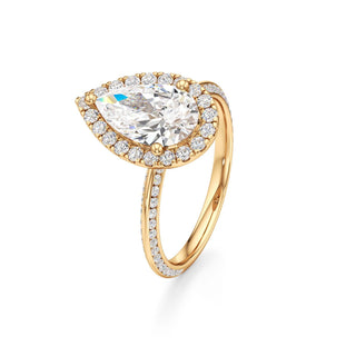 Knife Edge Channel Set Halo Marquise Engagement Ring