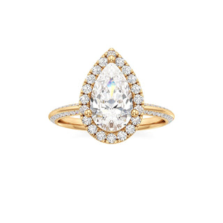 Knife Edge Channel Set Halo Marquise Engagement Ring