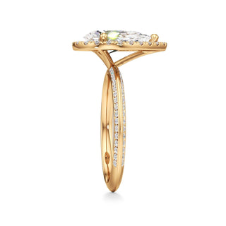 Knife Edge Channel Set Halo Marquise Engagement Ring