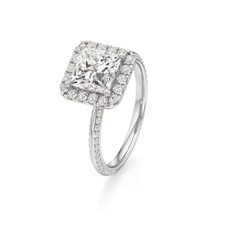 Knife Edge Channel Set Halo Marquise Engagement Ring