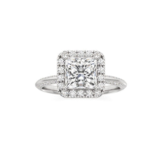 Knife Edge Channel Set Halo Marquise Engagement Ring
