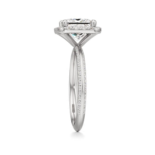 Knife Edge Channel Set Halo Marquise Engagement Ring