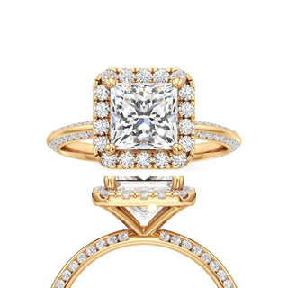 Knife Edge Channel Set Halo Marquise Engagement Ring