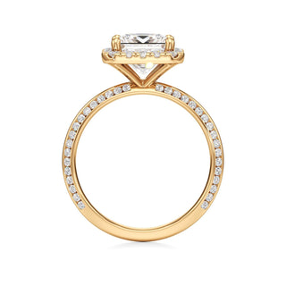 Knife Edge Channel Set Halo Marquise Engagement Ring