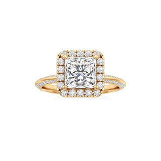 Knife Edge Channel Set Halo Marquise Engagement Ring