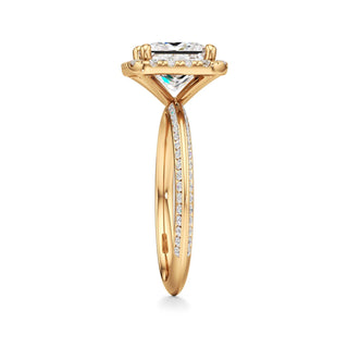 Knife Edge Channel Set Halo Marquise Engagement Ring