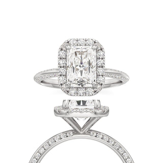 Knife Edge Channel Set Halo Marquise Engagement Ring