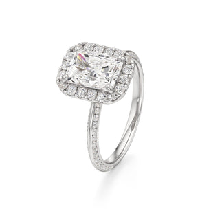 Knife Edge Channel Set Halo Marquise Engagement Ring