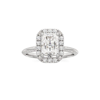 Knife Edge Channel Set Halo Marquise Engagement Ring