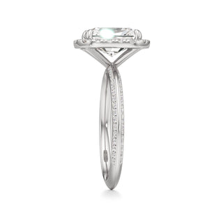 Knife Edge Channel Set Halo Marquise Engagement Ring
